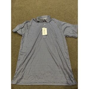 Collars And Co Men's Relaxed‎ Mens Polo Blue Short Sleeve Square Pattern Size L